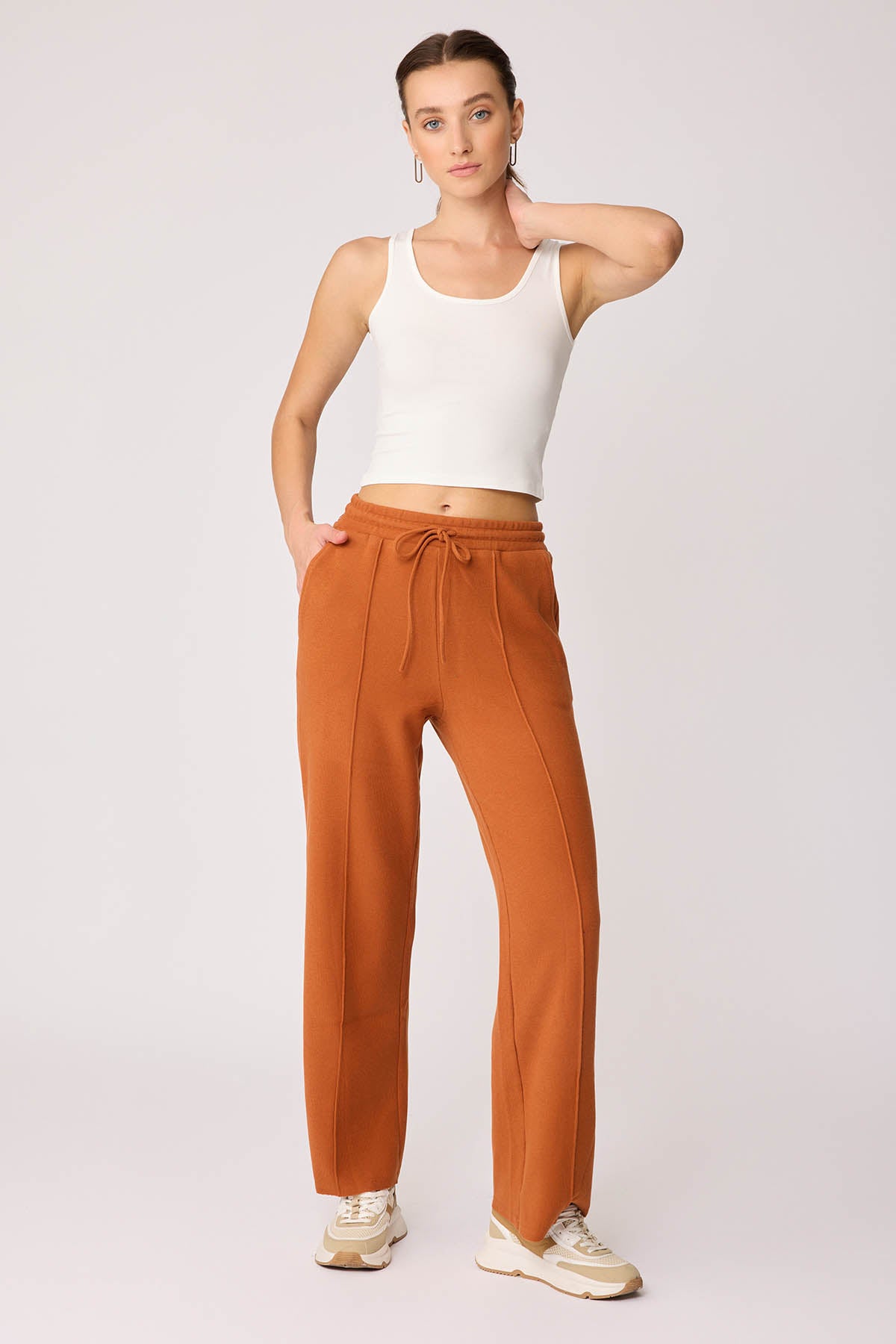 FRONT-STITCHED LOOSE TRACKSUIT TROUSERS