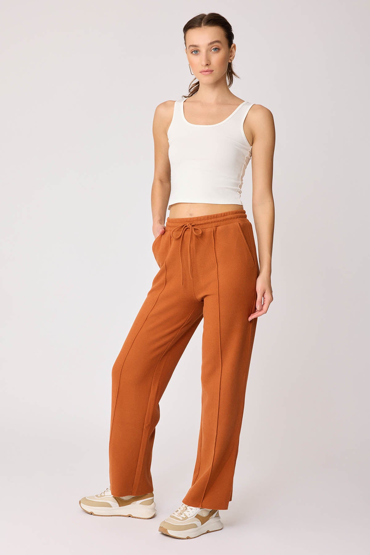 FRONT-STITCHED LOOSE TRACKSUIT TROUSERS