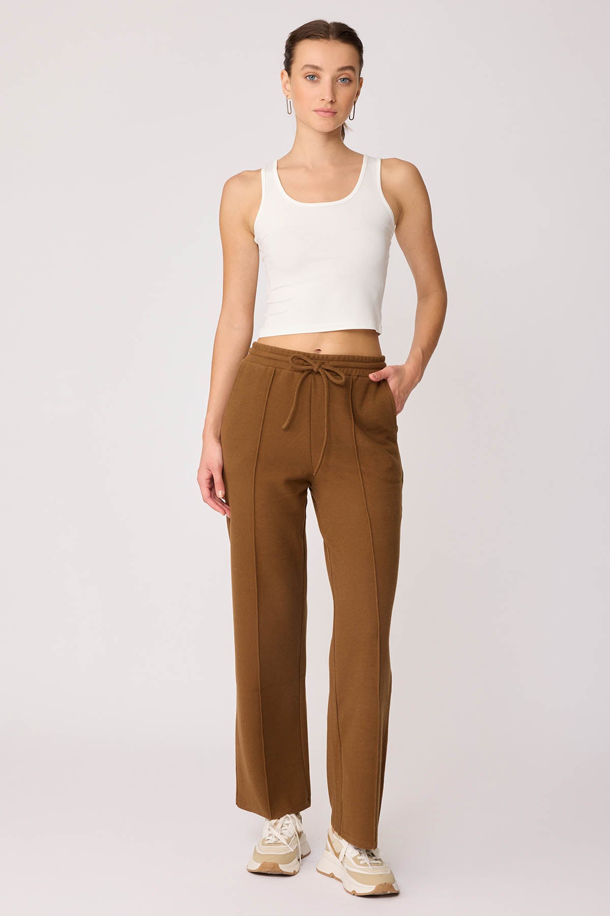 FRONT-STITCHED LOOSE TRACKSUIT TROUSERS