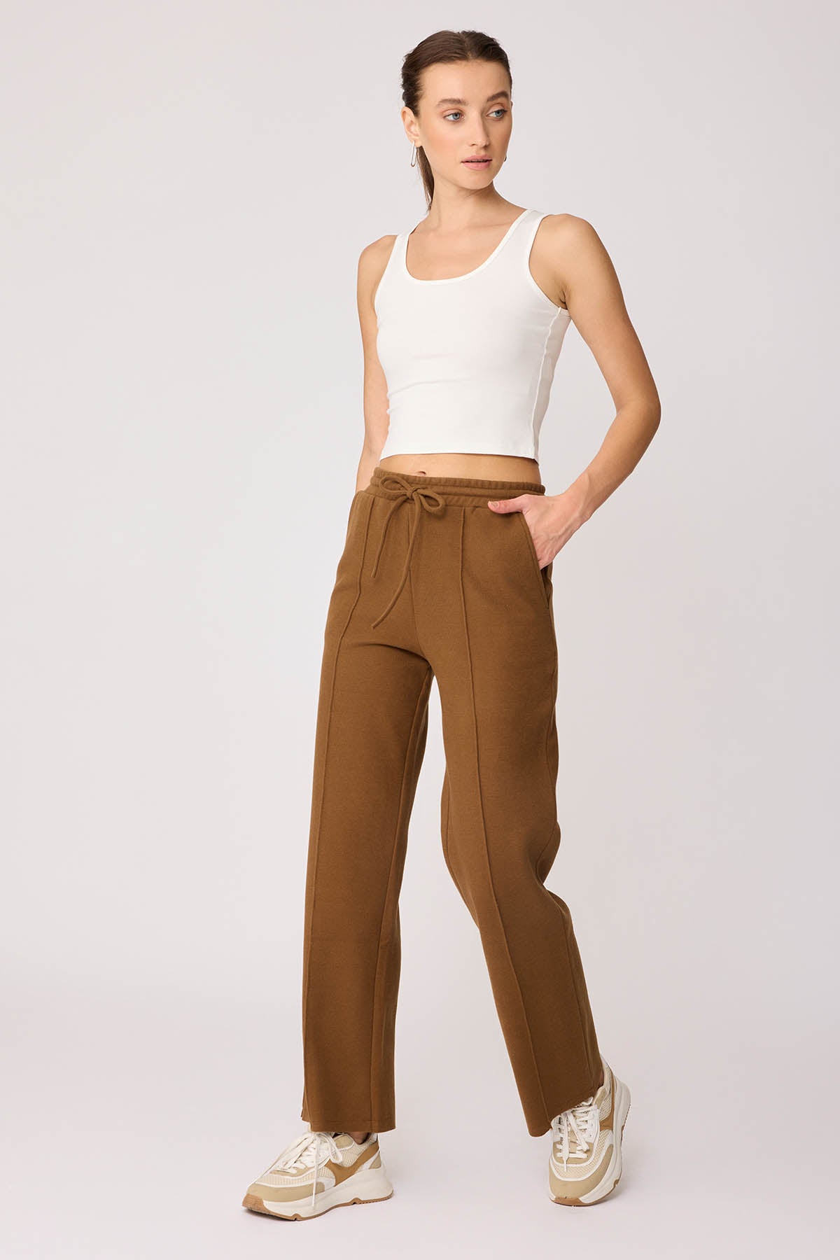 FRONT-STITCHED LOOSE TRACKSUIT TROUSERS