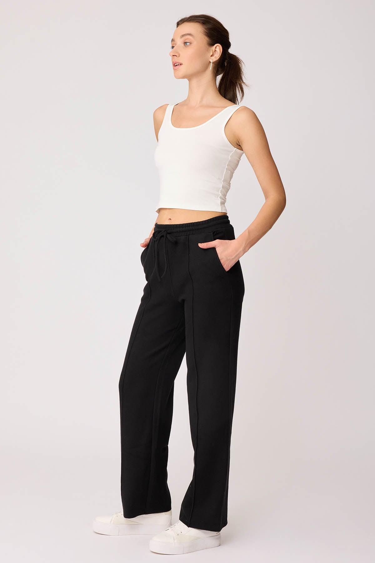 FRONT-STITCHED LOOSE TRACKSUIT TROUSERS