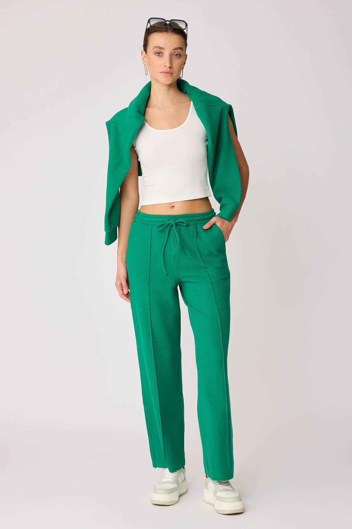 FRONT-STITCHED LOOSE TRACKSUIT TROUSERS