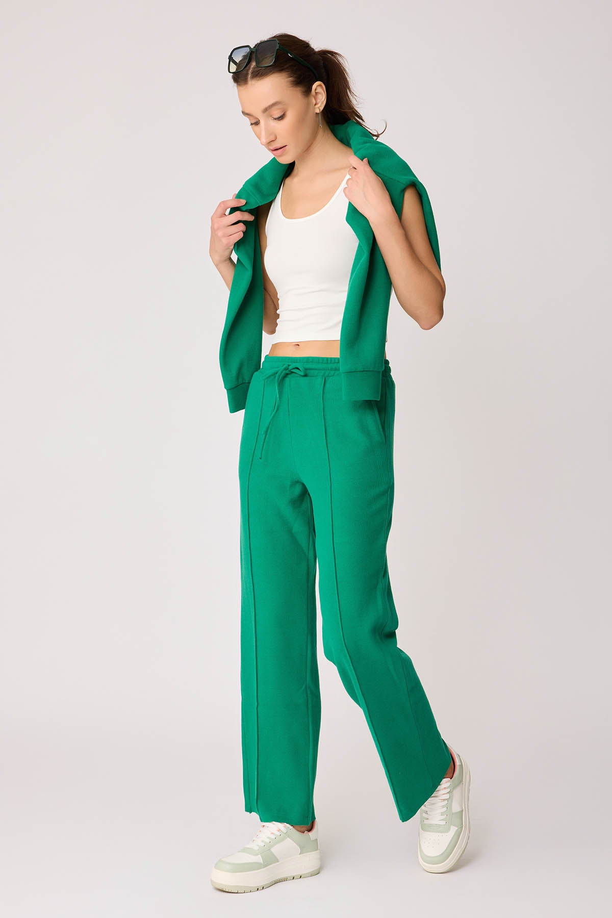 FRONT-STITCHED LOOSE TRACKSUIT TROUSERS