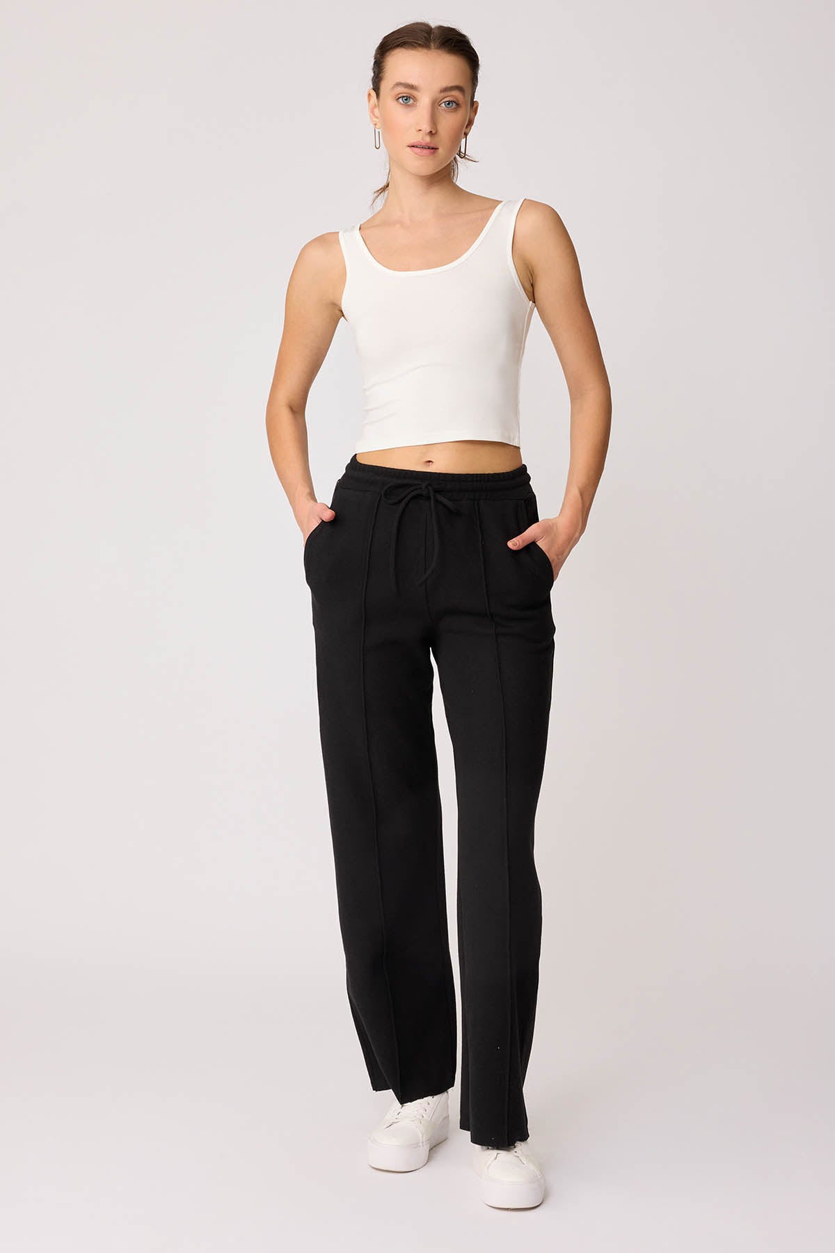 FRONT-STITCHED LOOSE TRACKSUIT TROUSERS