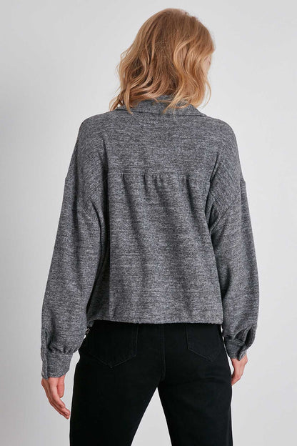 FRONT BUTTONED WITH COLLAR KNITTED BLOUSE