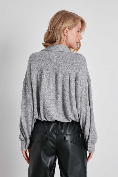 FRONT BUTTONED WITH COLLAR KNITTED BLOUSE