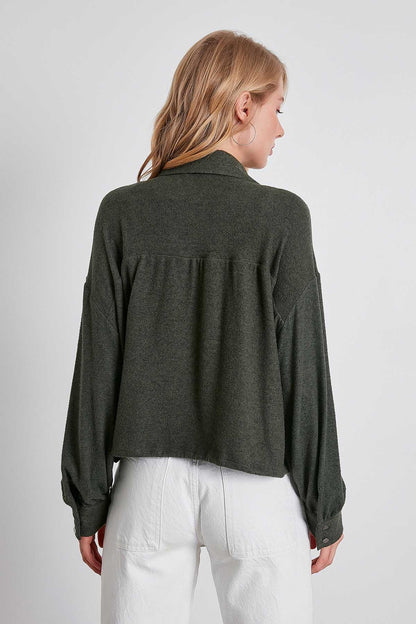 FRONT BUTTONED WITH COLLAR KNITTED BLOUSE