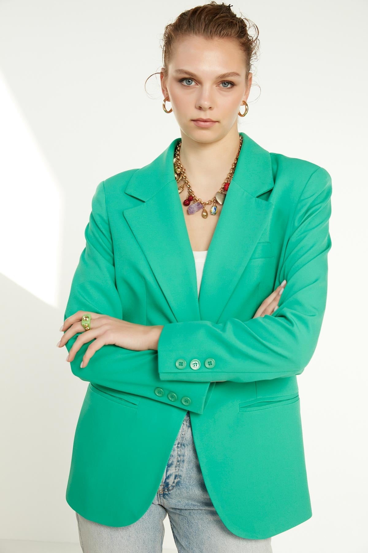 ONE BUTTON UP FRONT BLAZER JACKET