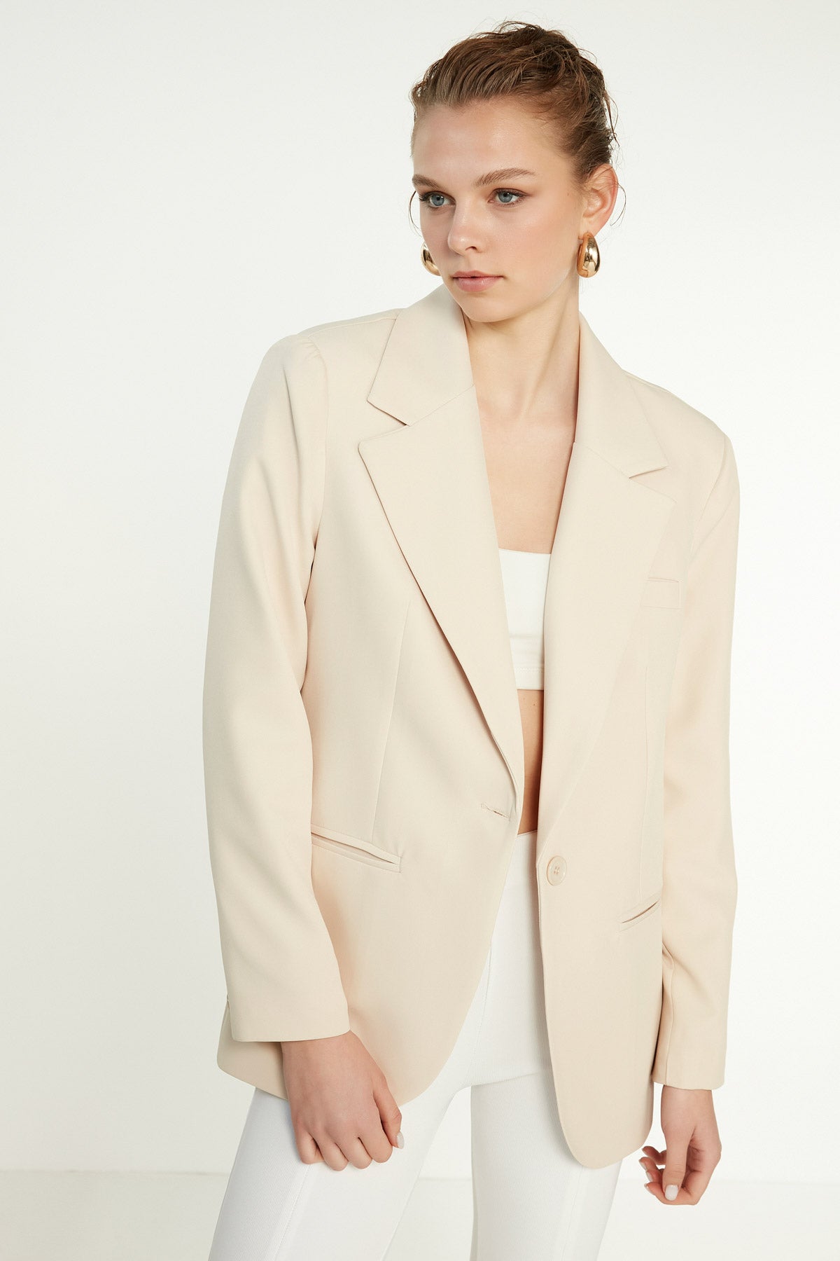 ONE BUTTON UP FRONT BLAZER JACKET