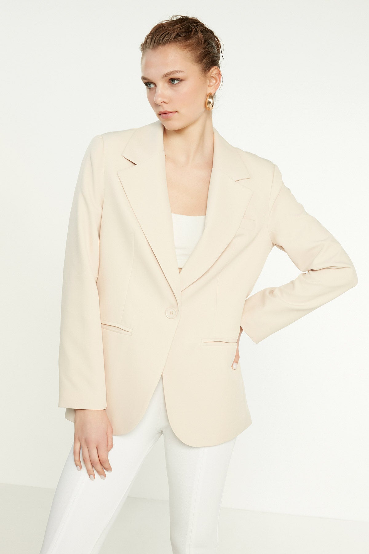 ONE BUTTON UP FRONT BLAZER JACKET