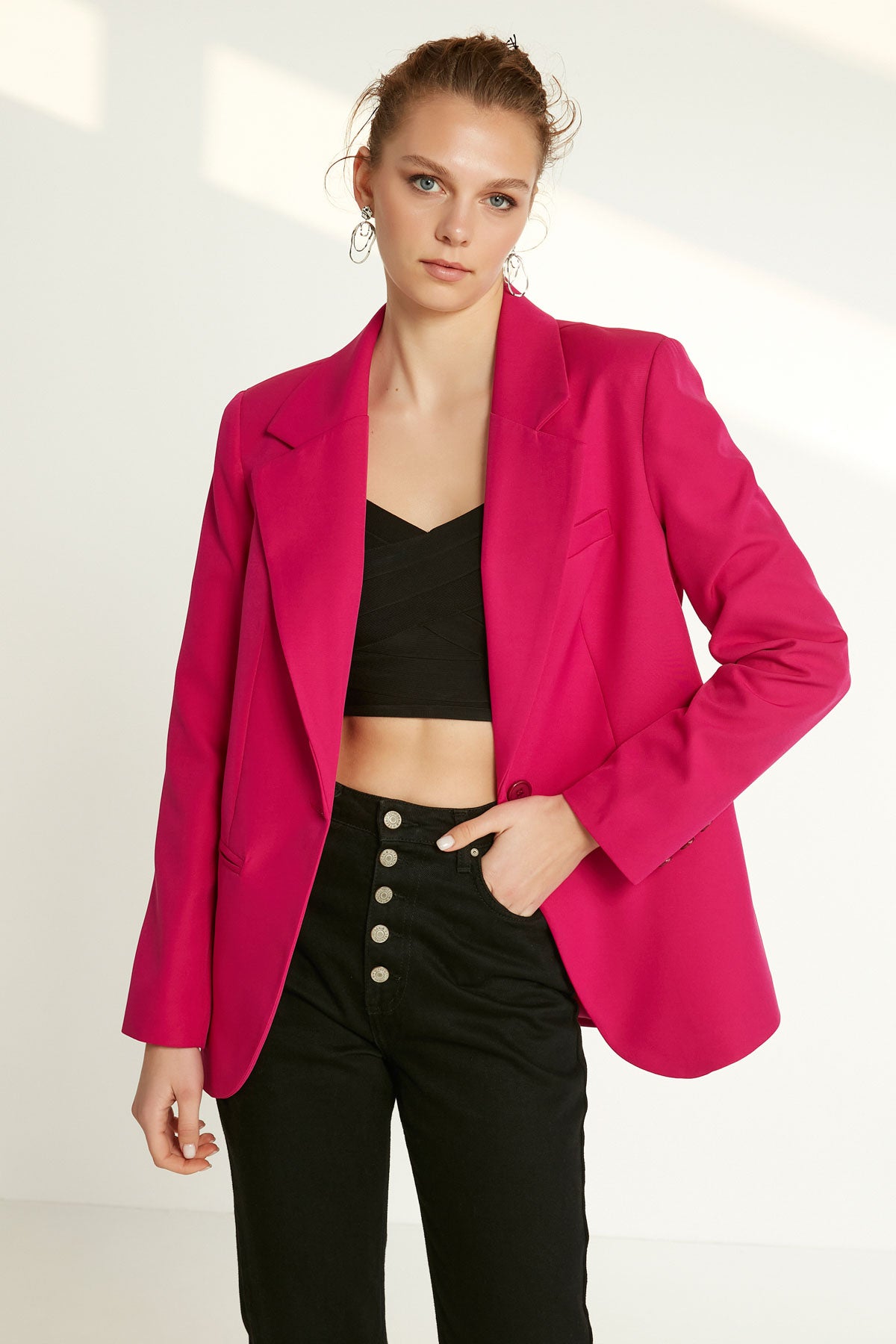 ONE BUTTON UP FRONT BLAZER JACKET