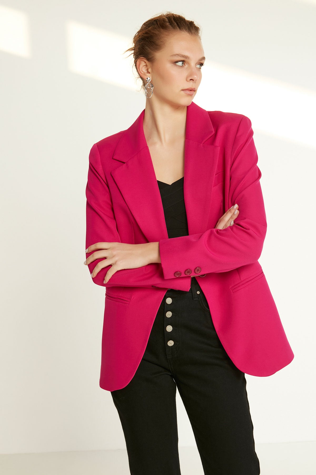 ONE BUTTON UP FRONT BLAZER JACKET