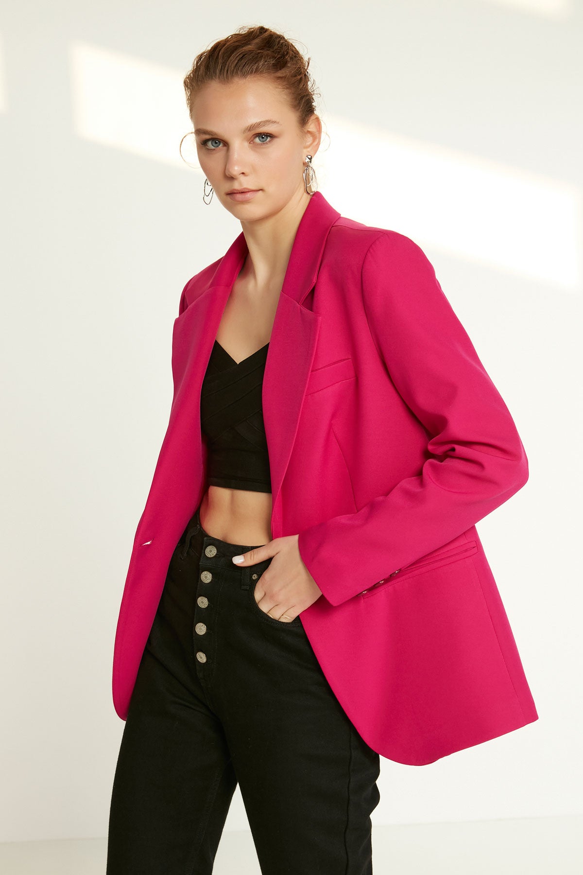 ONE BUTTON UP FRONT BLAZER JACKET