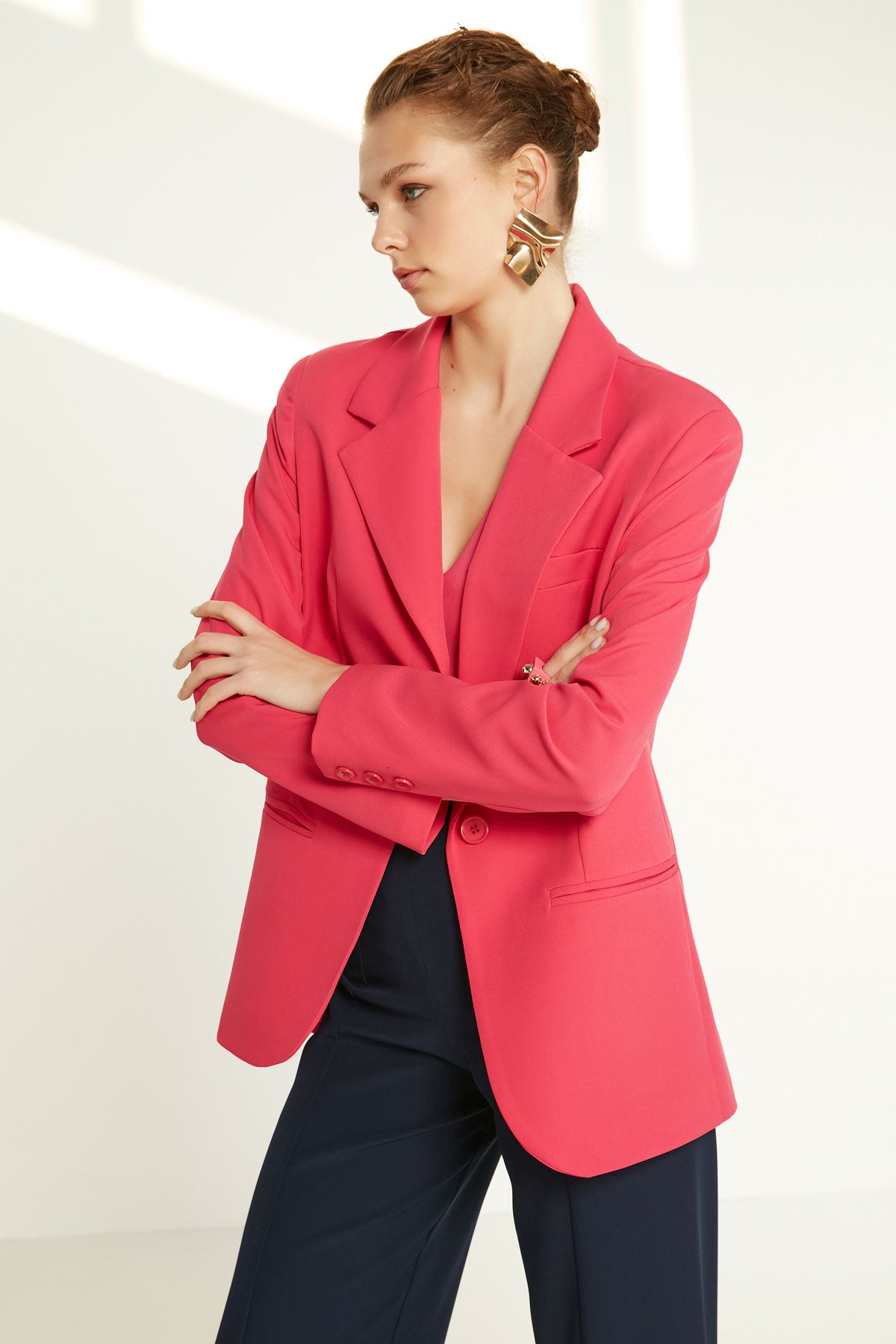 ONE BUTTON UP FRONT BLAZER JACKET