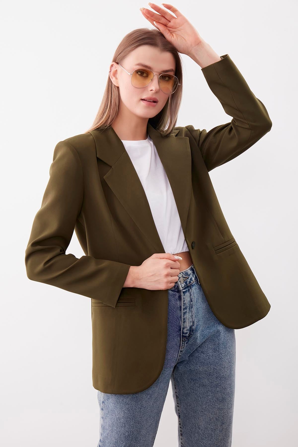 ONE BUTTON UP FRONT BLAZER JACKET