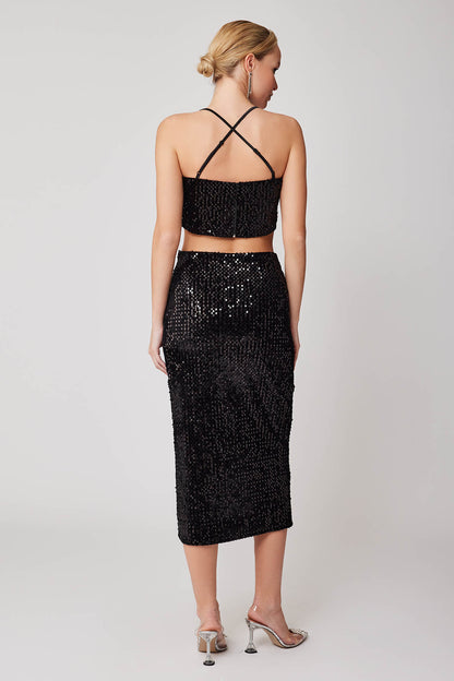 FRONT-SPLIT SCALE SKIRT