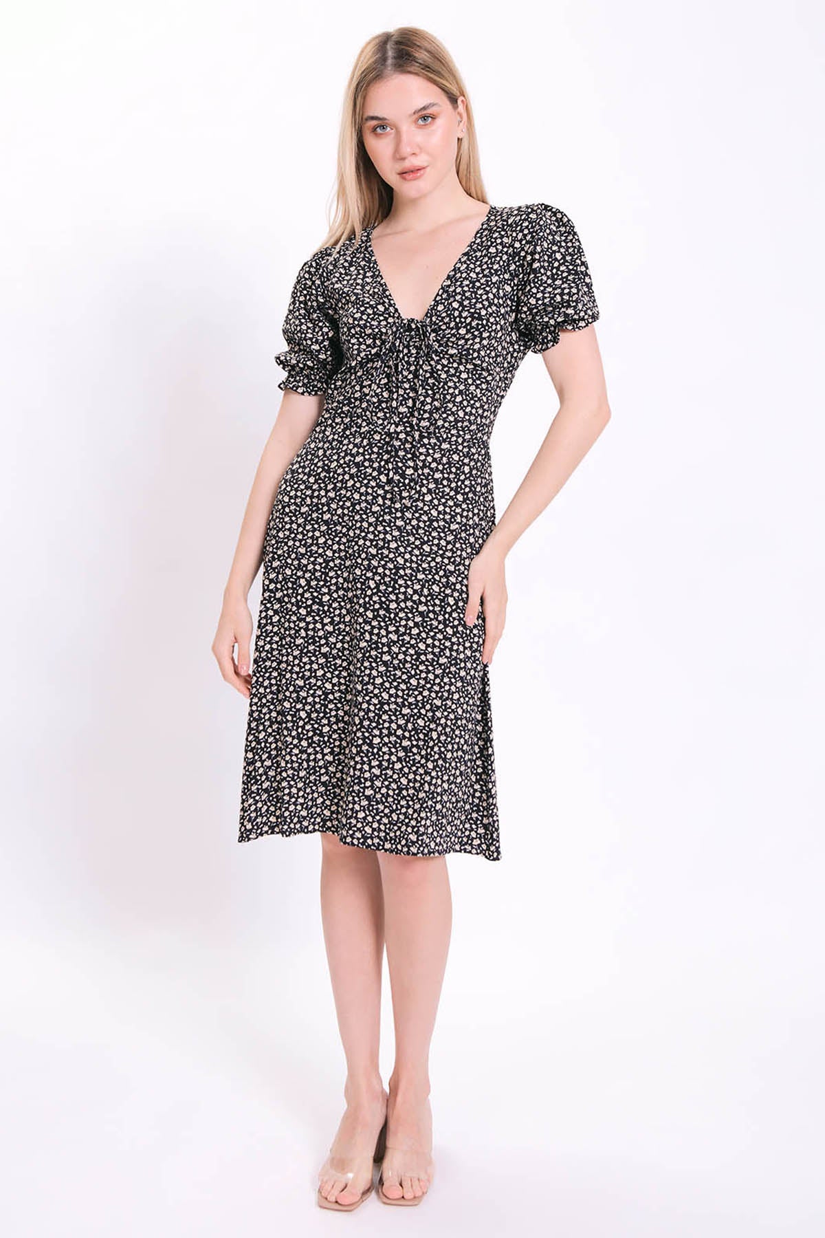 CURVED FRONT FLOWER DRESS