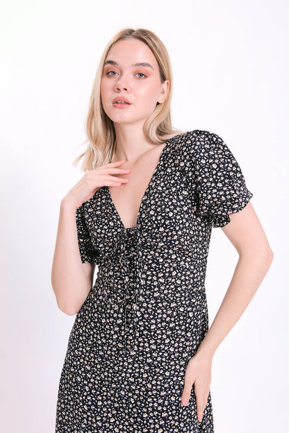 CURVED FRONT FLOWER DRESS