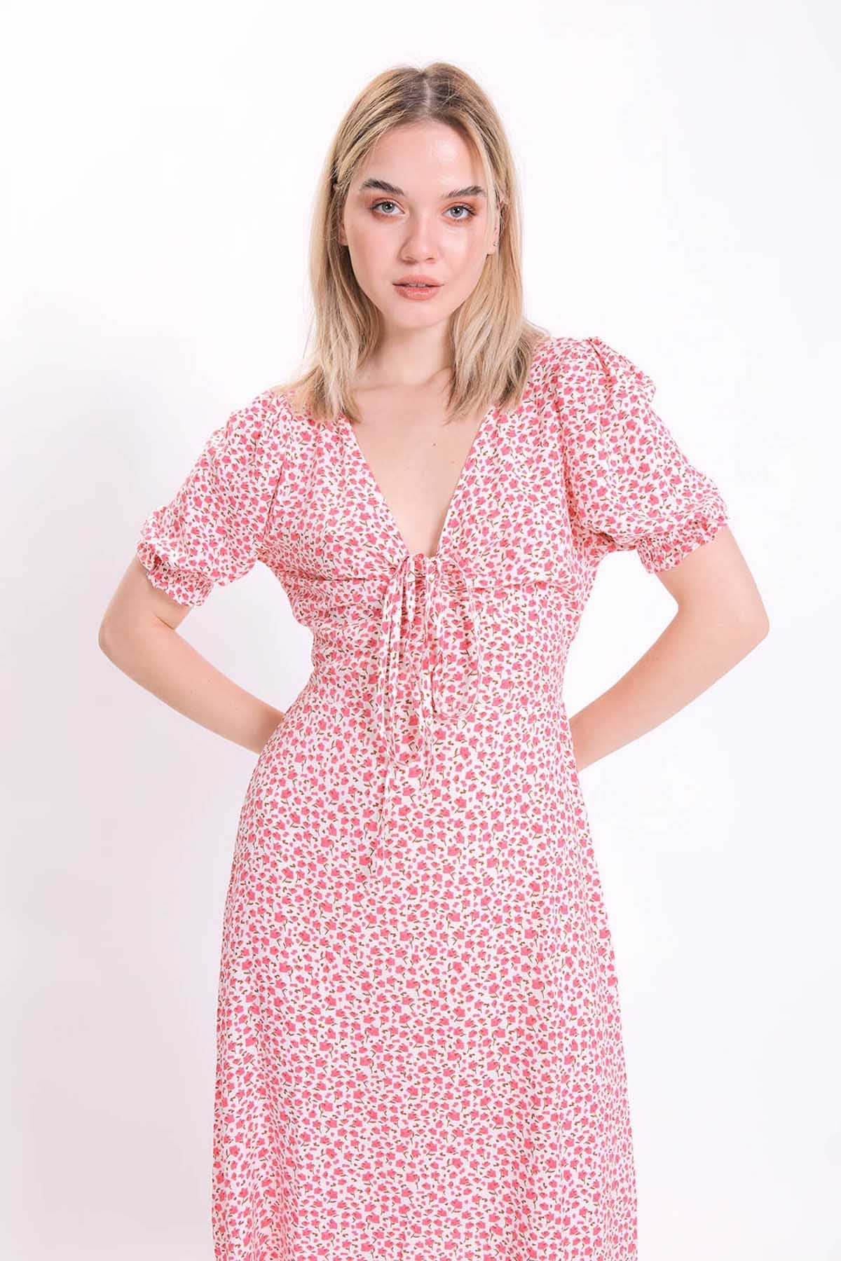 CURVED FRONT FLOWER DRESS