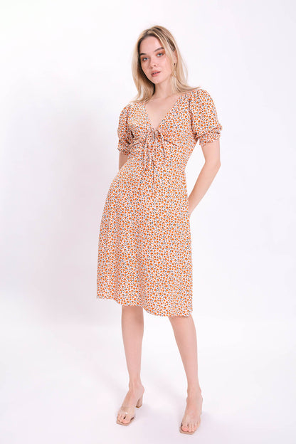 CURVED FRONT FLOWER DRESS