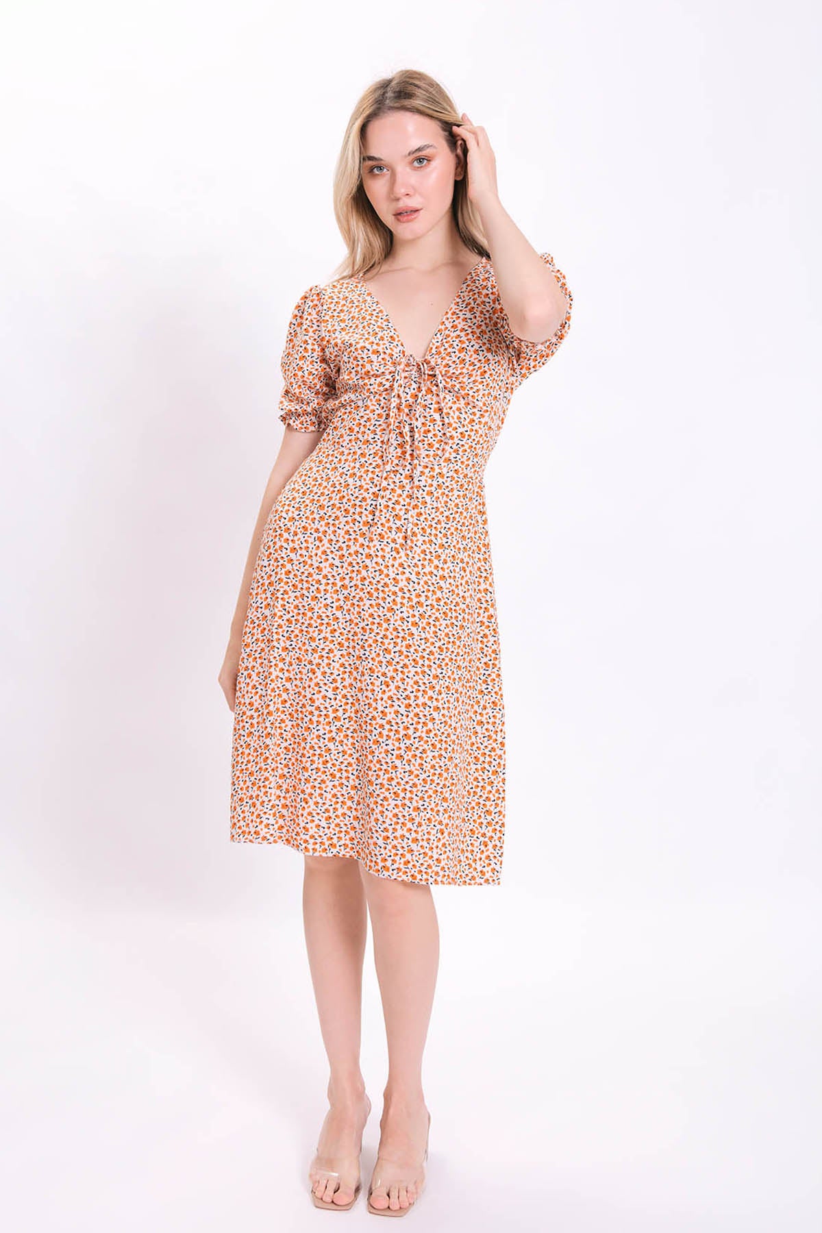 CURVED FRONT FLOWER DRESS