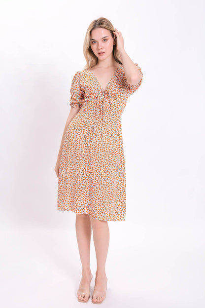 CURVED FRONT FLOWER DRESS