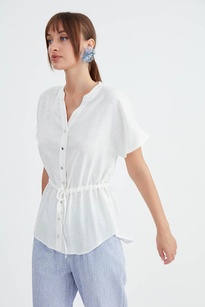 VISCOSE LINEN BLOUSE WITH THE BENT
