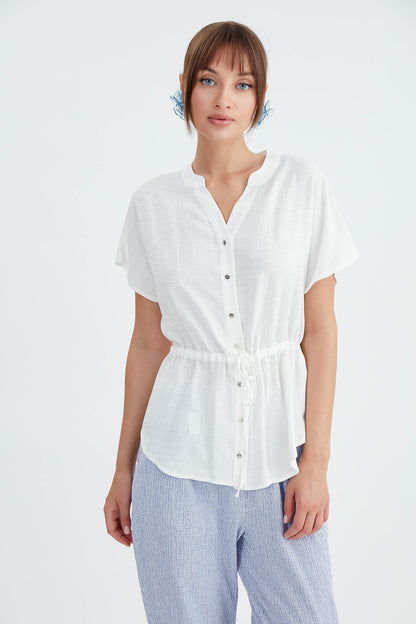 VISCOSE LINEN BLOUSE WITH THE BENT
