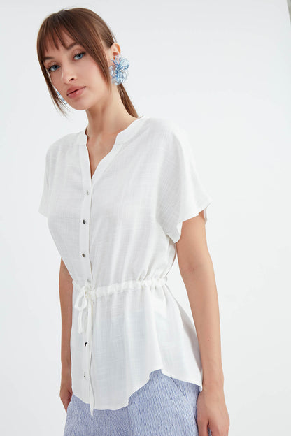 VISCOSE LINEN BLOUSE WITH THE BENT