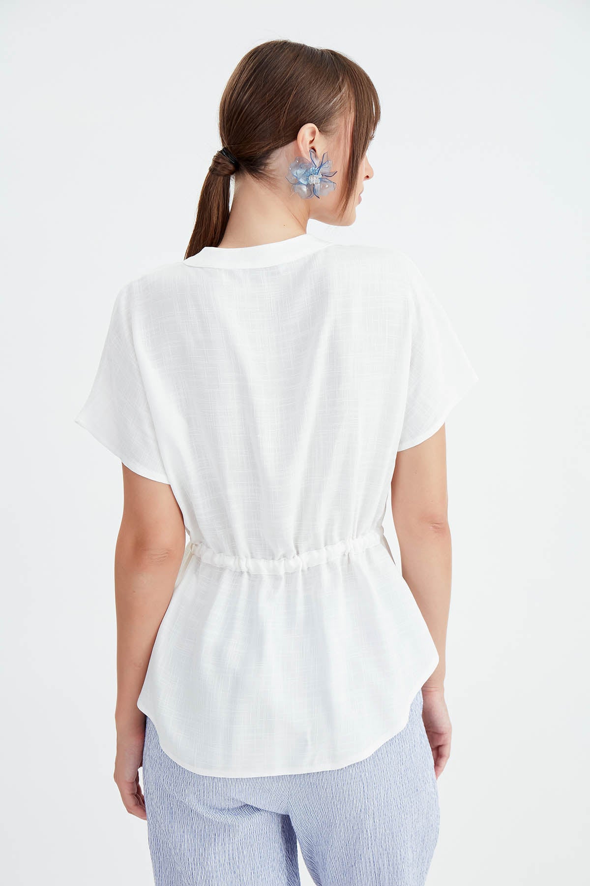VISCOSE LINEN BLOUSE WITH THE BENT