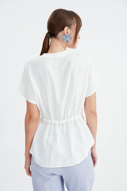 VISCOSE LINEN BLOUSE WITH THE BENT