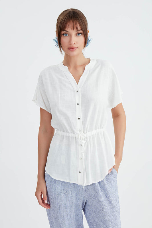 VISCOSE LINEN BLOUSE WITH THE BENT