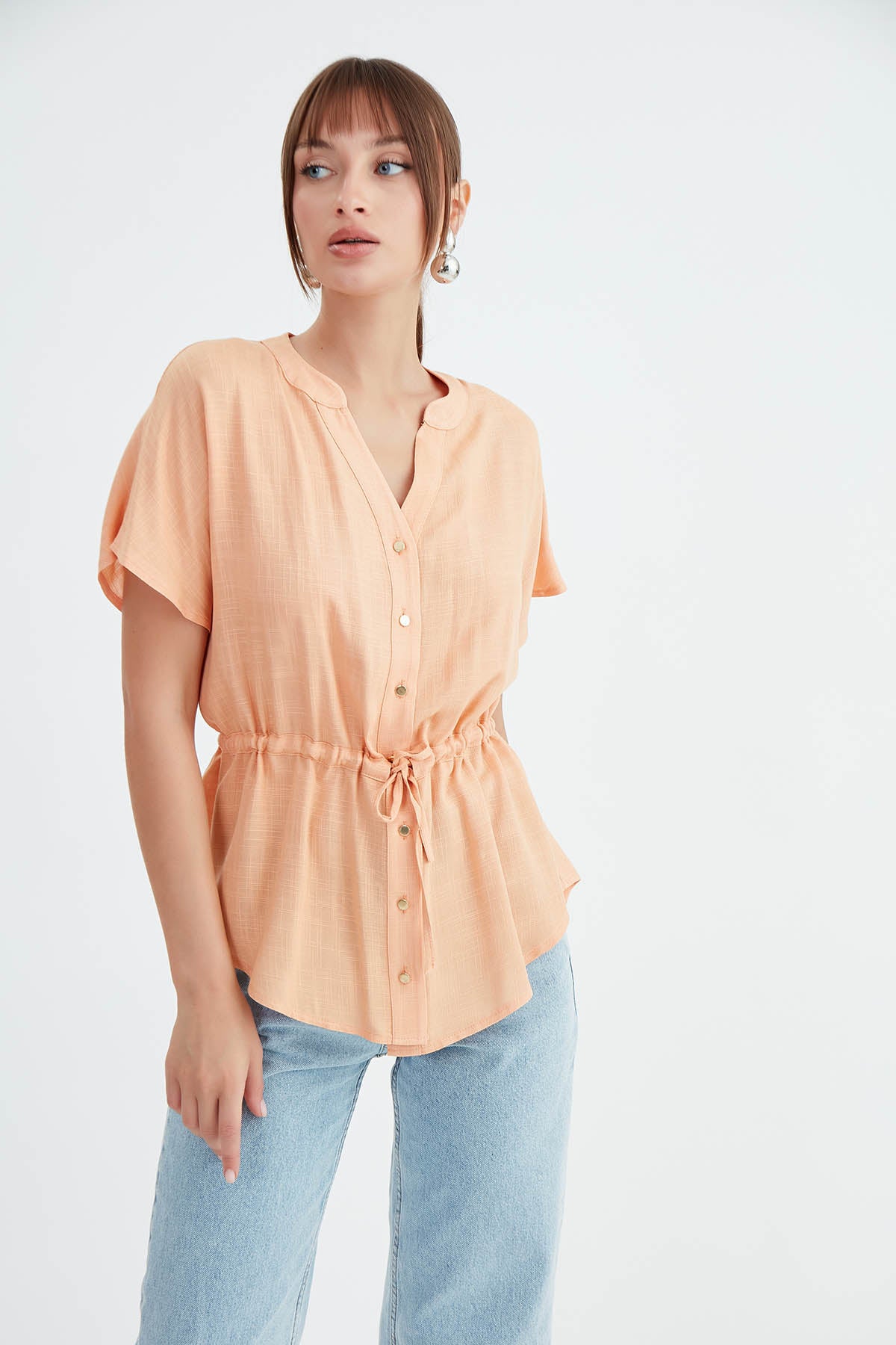 VISCOSE LINEN BLOUSE WITH THE BENT