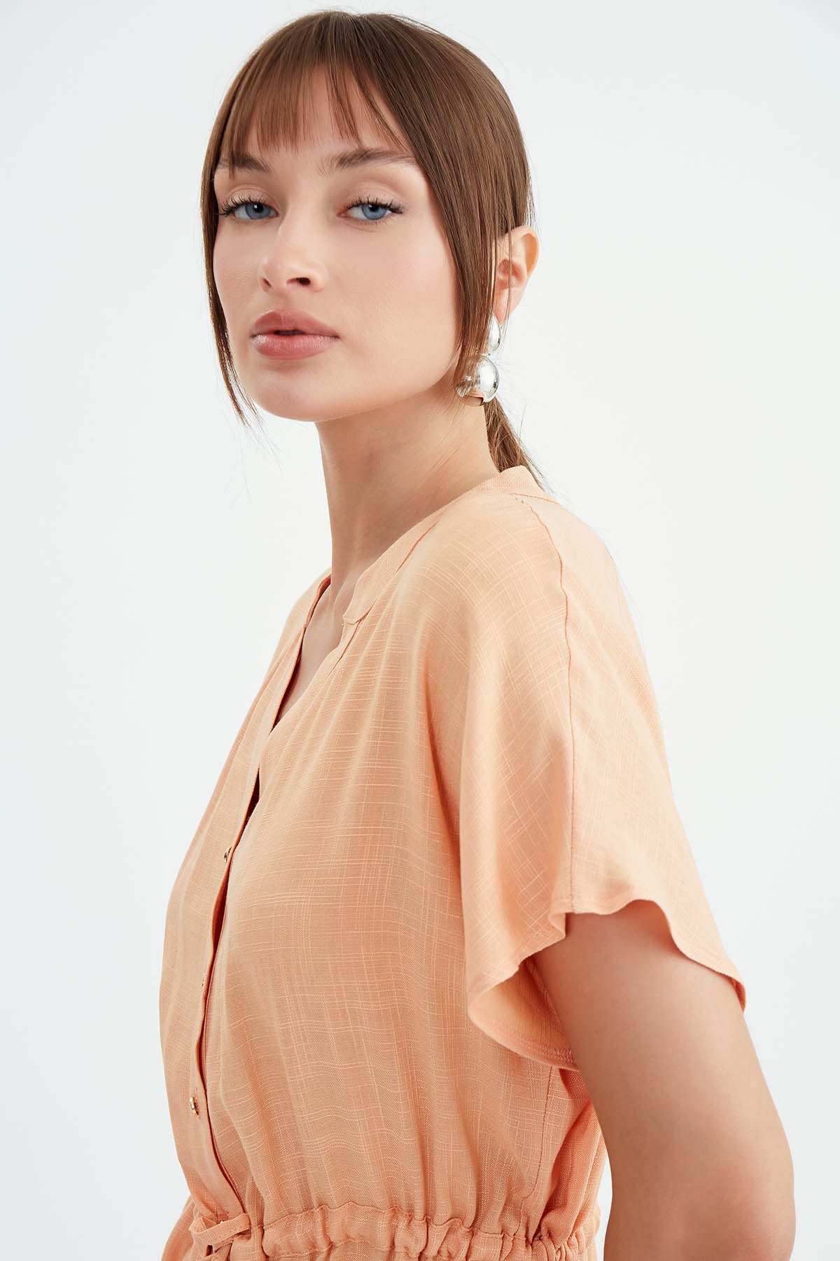 VISCOSE LINEN BLOUSE WITH THE BENT