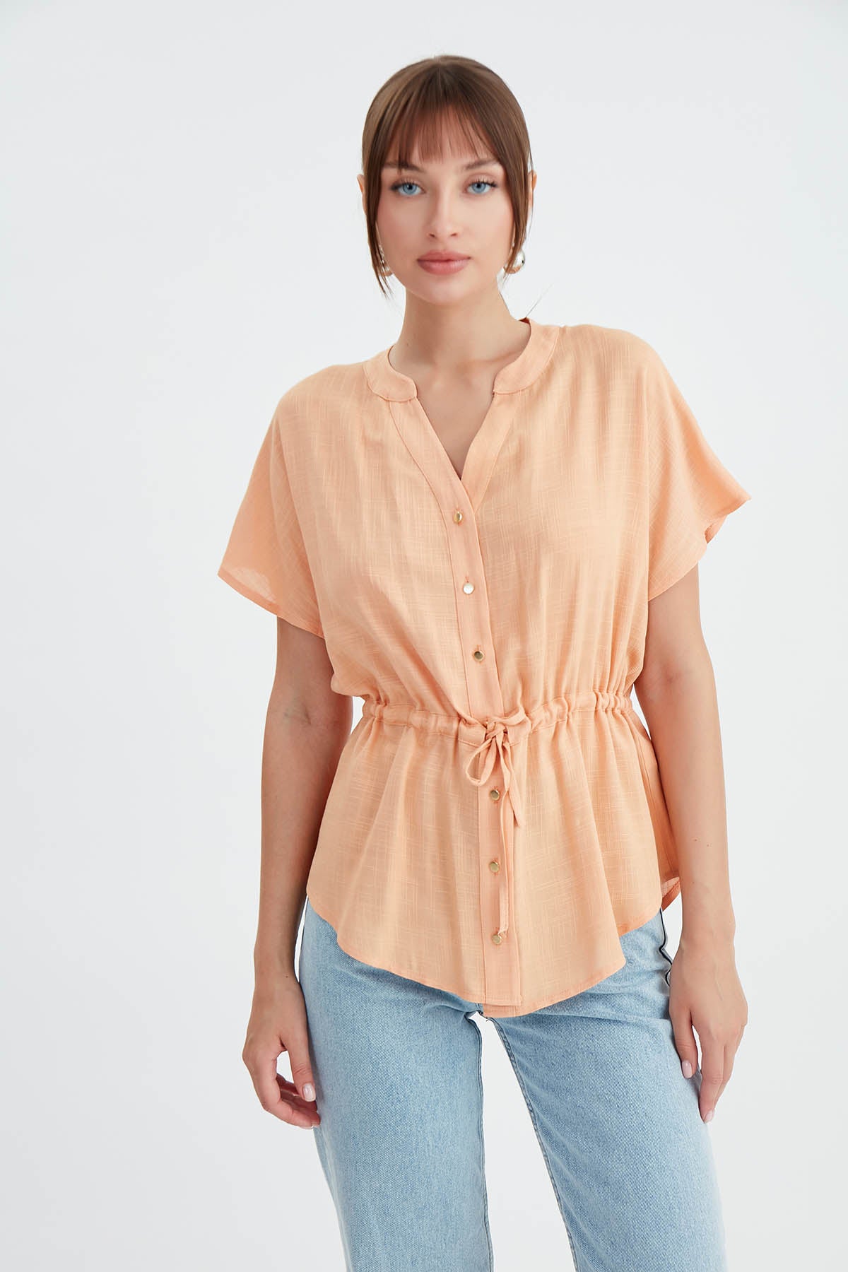 VISCOSE LINEN BLOUSE WITH THE BENT