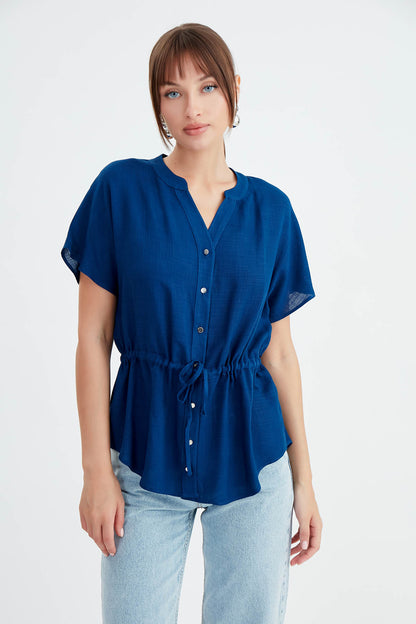 VISCOSE LINEN BLOUSE WITH THE BENT