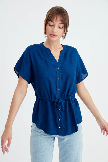 VISCOSE LINEN BLOUSE WITH THE BENT