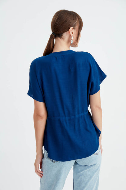 VISCOSE LINEN BLOUSE WITH THE BENT
