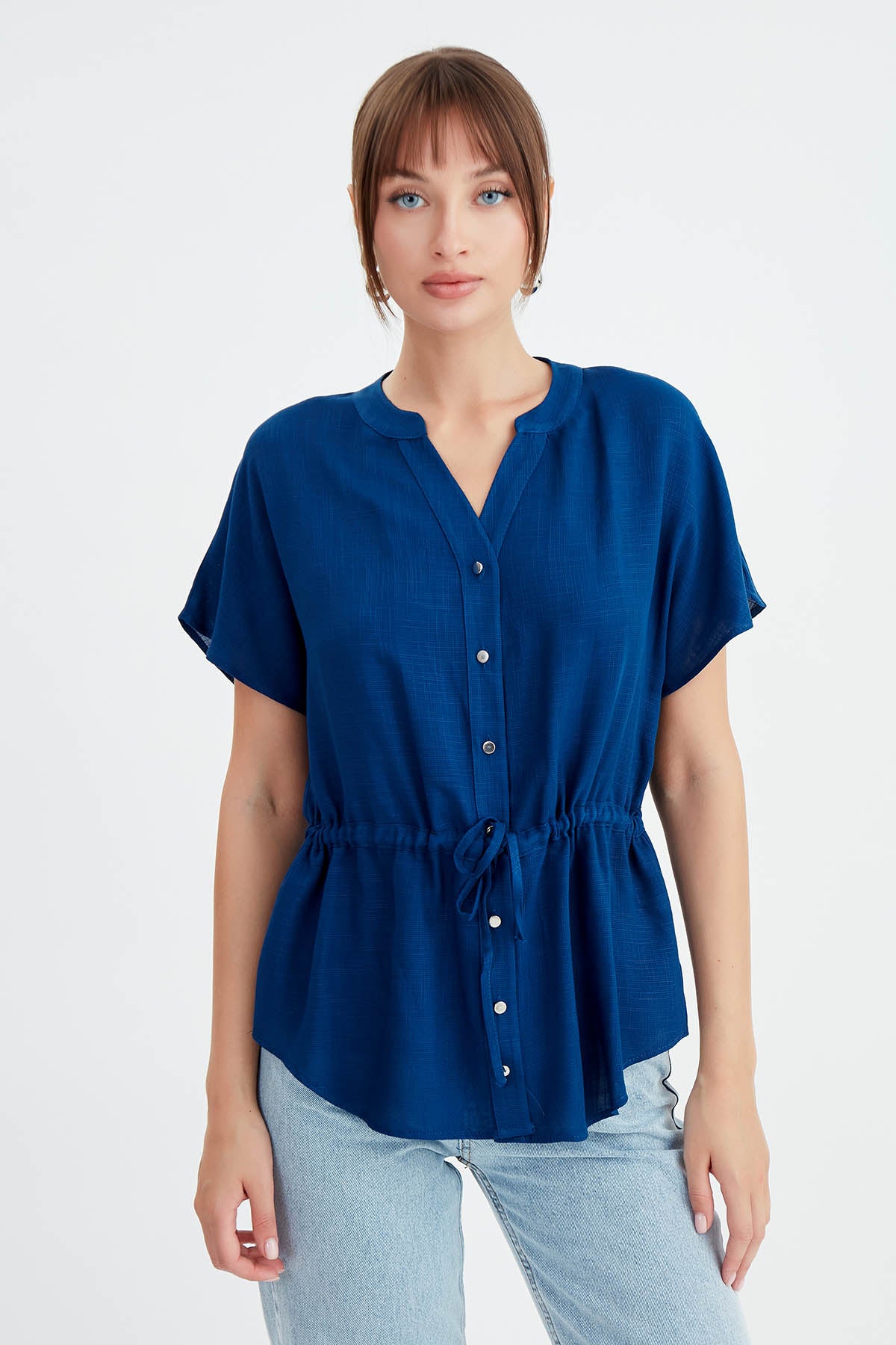 VISCOSE LINEN BLOUSE WITH THE BENT