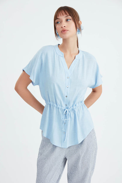 VISCOSE LINEN BLOUSE WITH THE BENT