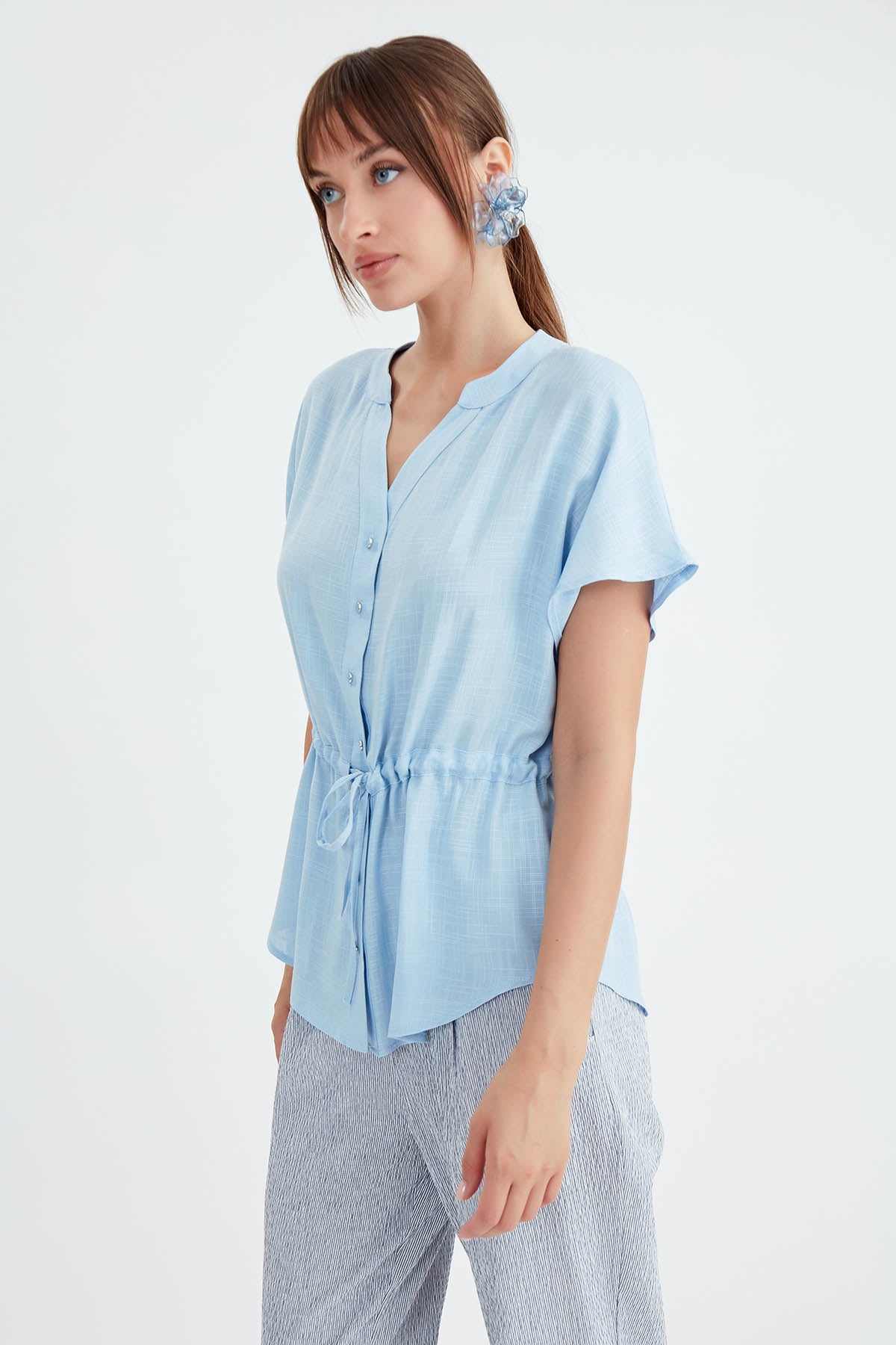 VISCOSE LINEN BLOUSE WITH THE BENT