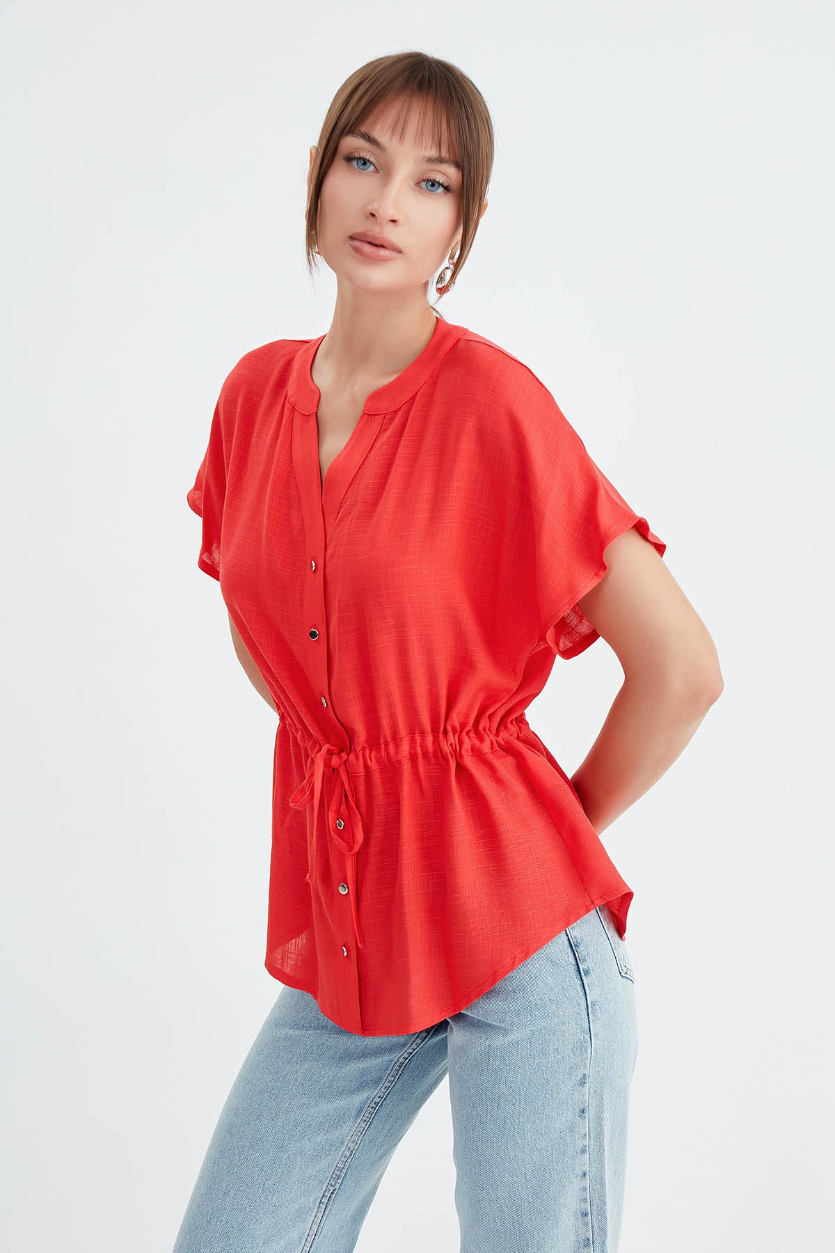 VISCOSE LINEN BLOUSE WITH THE BENT