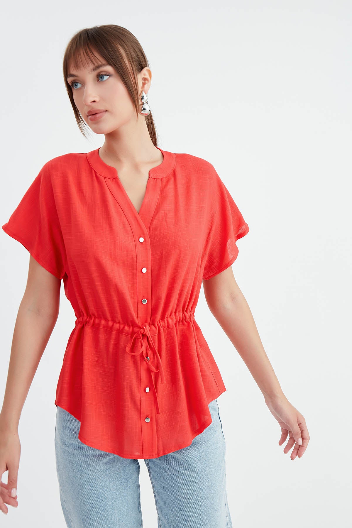 VISCOSE LINEN BLOUSE WITH THE BENT