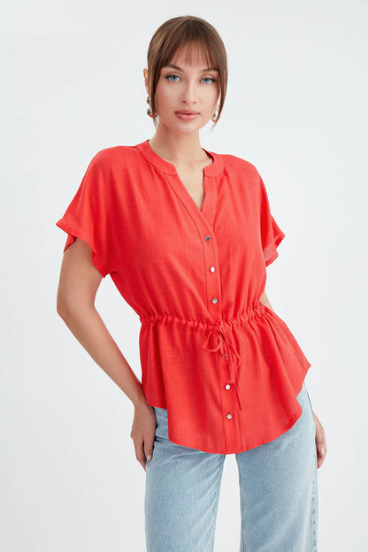 VISCOSE LINEN BLOUSE WITH THE BENT