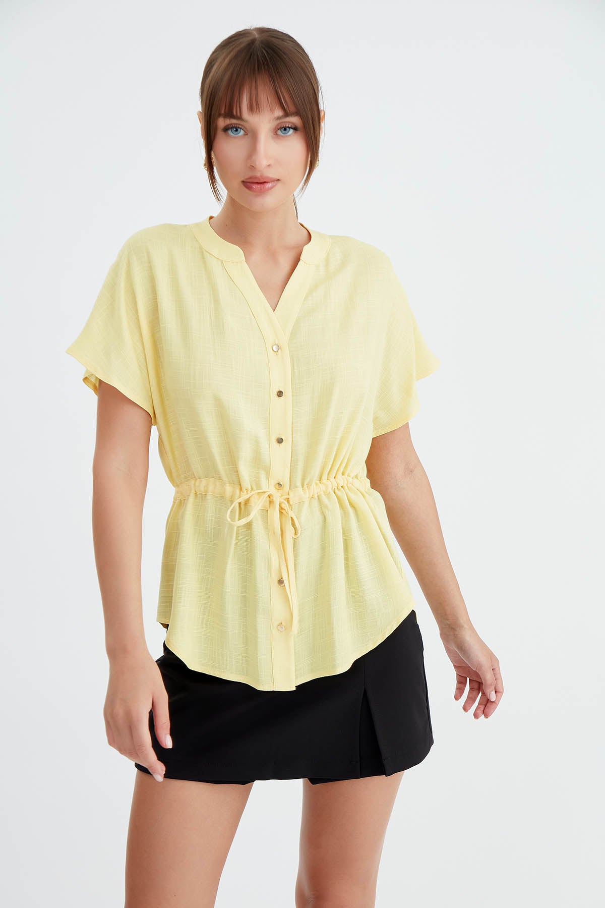 VISCOSE LINEN BLOUSE WITH THE BENT