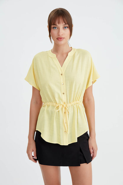 VISCOSE LINEN BLOUSE WITH THE BENT
