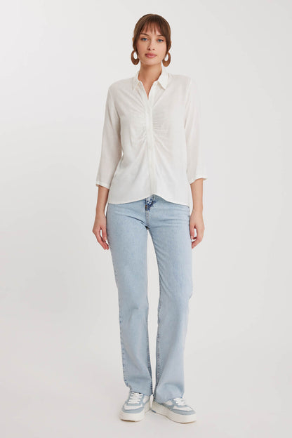 THE VISCOSE LINEN SHIRT WITH THE BENT