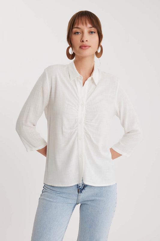 THE VISCOSE LINEN SHIRT WITH THE BENT