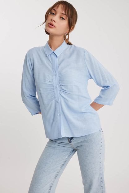 THE VISCOSE LINEN SHIRT WITH THE BENT