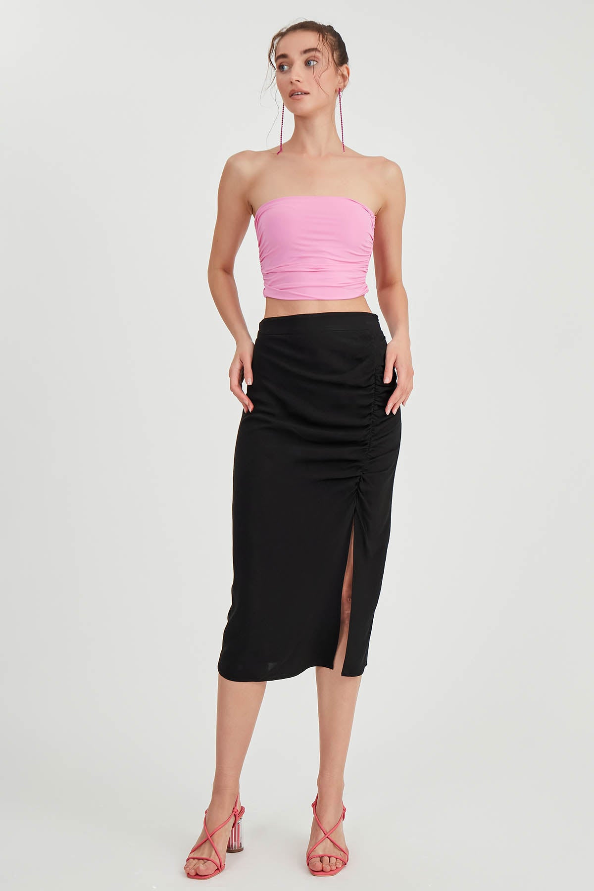 MIDI HEIGHT SKIRT WITH BENT-UP SPLIT